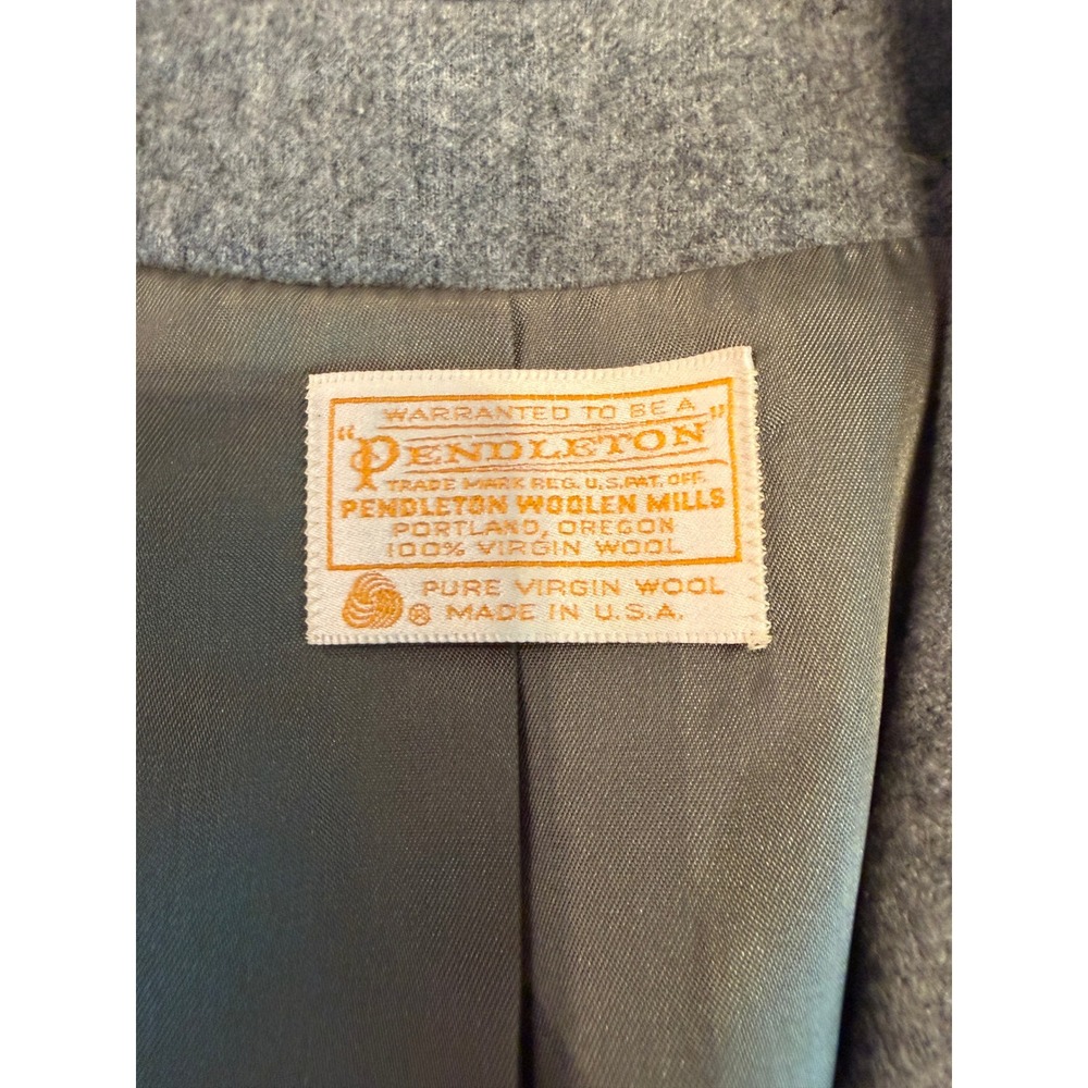 Pendleton Vintage Gray 100% Virgin Wool Blazer Jacket Made in USA Size 14 - Picture 5 of 9